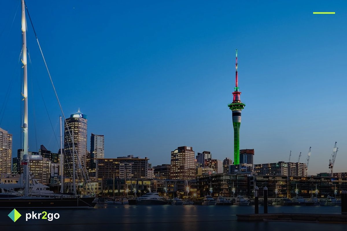 Auckland skyline and Sky Tower at night